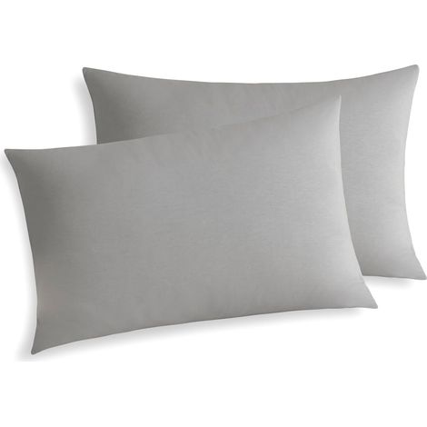 Lot de 2 taies d'oreiller en tricot hypoallergénique respirant pour enfants (17" x 25"), gris uni, sans rembourrage (1/5)