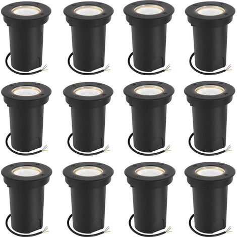 Randaco 12x 3W Bodenleuchte Schwenkbar IP65 Außen LED Bodeneinbaustrahler Bodenstrahler Bodenlampe Neutralweiß - Schwarz Gehäuse