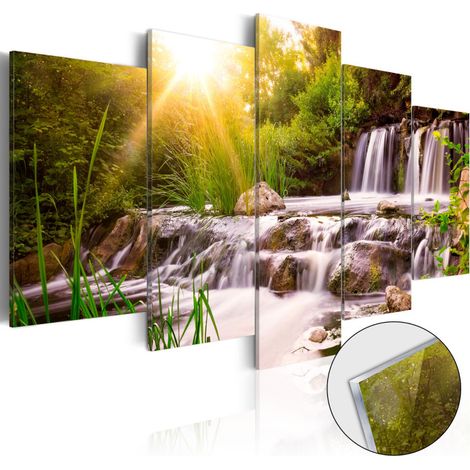 Tableau sur Verre Acrylique "Forest Waterfall" 50 x 100 cm (1/2)