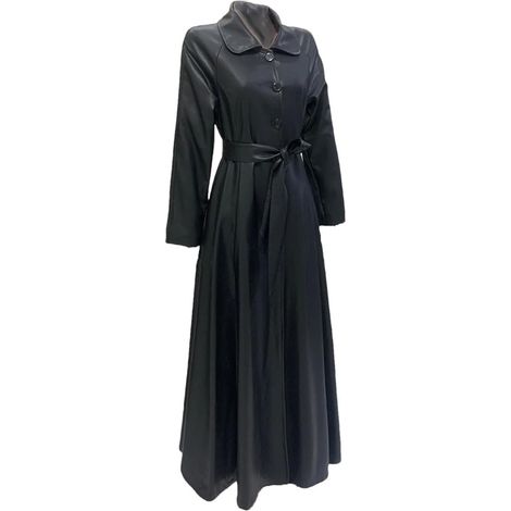 Trench extra long en cuir PU à simple boutonnage pour femme (1/5)