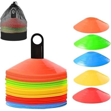 Conos de entrenamiento de fútbol - Mini conos, fáciles de transportar, con bolsa de malla y soporte - 50 unidades (1/4)