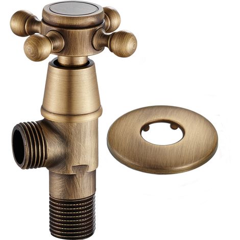 Ej.Life Salle De Bains en Laiton Triangle Valve G1/2 Matériel De Toilette Vintage Golden Angle Valve Européenne Matériel Universel Antique Angle Valve