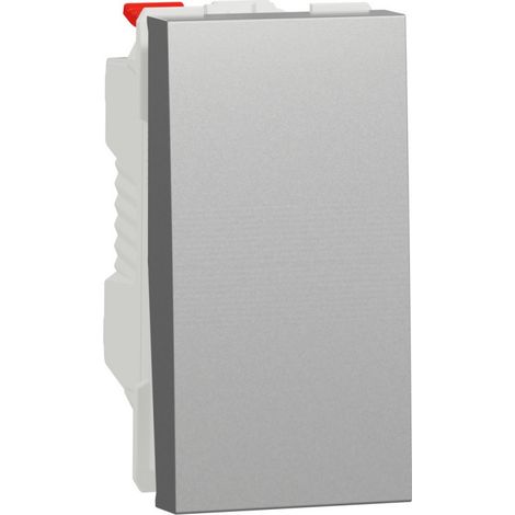 Unica - bouton-poussoir NO - 10A - connex rapide - 1 mod - Alu - méca seul (NU310630) (1/2)