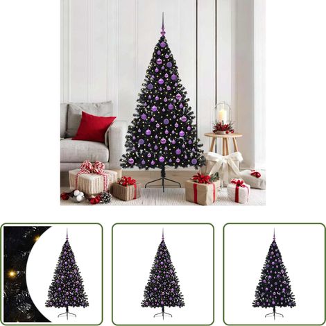 LED-Beleuchtung - Künstlicher vorbeleuchteter Weihnachtsbaum Schwarz 180 cm PVC (1/5)