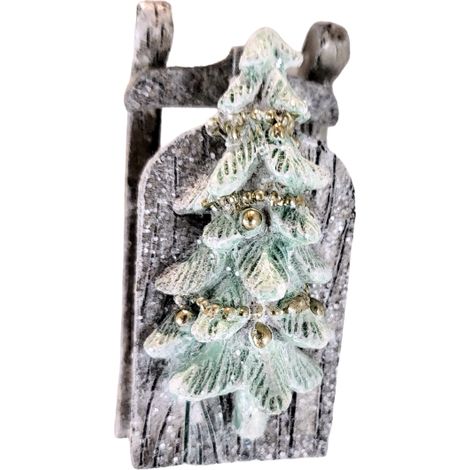 Ciondolo a forma di slitta natalizia con albero di Natale, 7 cm. (1/5)