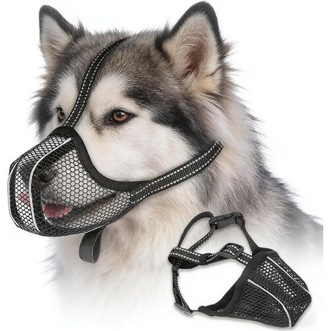 Muselière Chiens Taille XL – Maille Douce, Ajustable 3 Antidérapants, Promenades (1/3)