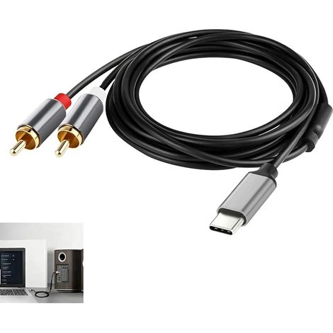 Câble USB C vers 2 RCA, Adaptateur USB C RCA Audio Stéréo Mâle, Adaptateur Audio Numérique Compatible avec iPhone 15/14/13, Samsung Huawei Xiaomi Home Cinéma Enceinte HDTV et Autres Appareils (1/5)