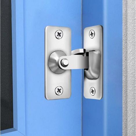 Serrure de porte en acier inoxydable à angle droit à 90 degrés, utilisée pour les clôtures en bois, les portes et fenêtres (silver) (1/4)