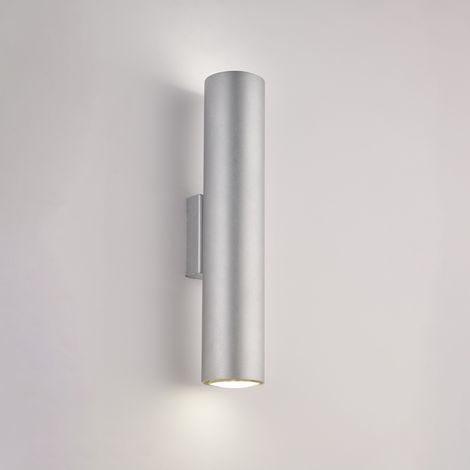 Applique in ferro laccato bianco GU10 con decorazione argento antico 2 luci H.30 - L.8 - P.6