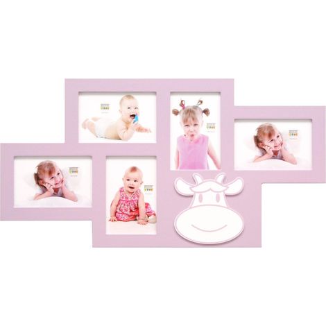Cadre Multi-Photo pour 5 Photos Rose 10 x 15 cm (1/2)