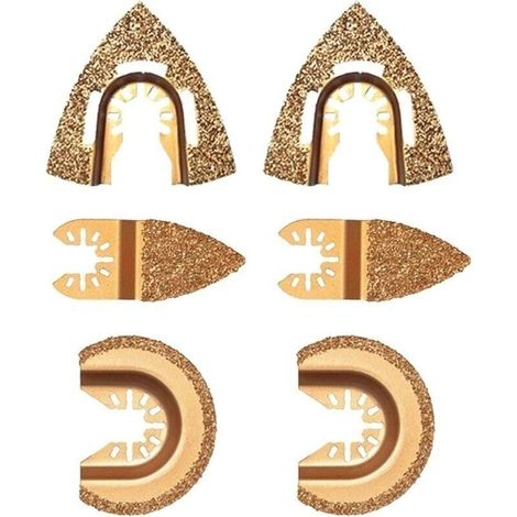 Lot de 6 lames de scie oscillantes en carbure de diamant En demi cercle triangulaire Universelles En carbure Pour scies mixtes Pour joints (1/5)