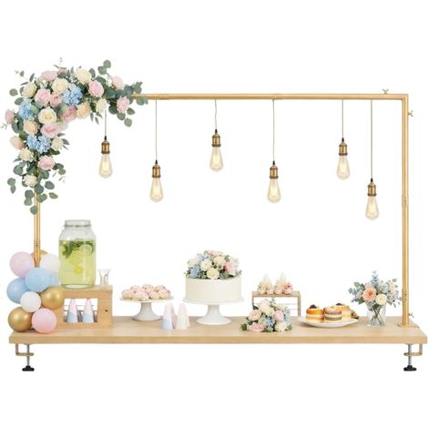 TERRE JARDIN - Arco de mesa decorativo extensible dorado - Decoración ajustable de 79 a 280 cm con pinzas antideslizantes