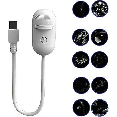 Veilleuse projecteur d'étoiles 2-en-1 Galaxy avec 10 films de projection coulissants, lampe ciel étoilé LED, compatible avec chambre et voiture, blanc (1/5)