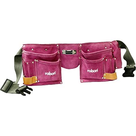 Rolson 68630 - Cintura porta utensili in cuoio doppia, colore: Rosa (1/4)