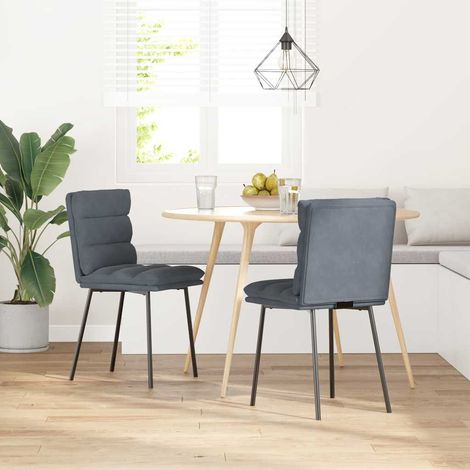 Lot de 2 Chaises à manger,Chaise de cuisine Gris foncé Velours CFW77439 (1/5)