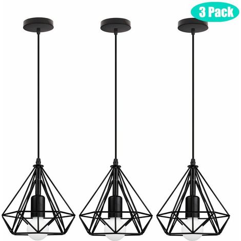 3 pack Suspension Luminaire Industrielle, Plafonnier Rétro Ø20cm en Fer Noir avec Câble Réglable et Douille E27, Idéal pour Salle à Manger, Salon, Chambre, Restaurant, Café et Bar BLOW (1/5)