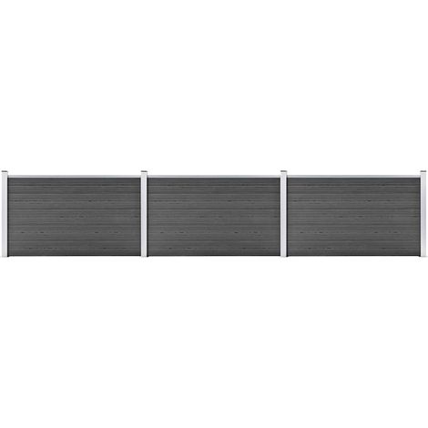 Ensemble de panneau de clôture WPC 526x105 cm Noir (1/5)
