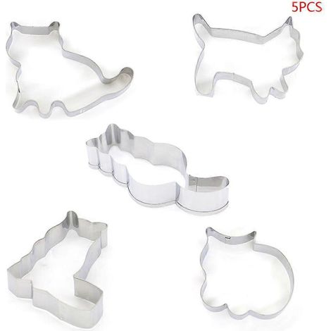 5-teiliges Set Tier-Ausstechformen für Katzenkekse, 3D-Zuckerdeko, Gebäck und Plätzchen