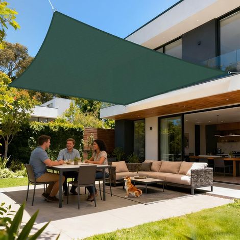 Voile d'ombrage 2x3m Rectangulaire Imperméable à l'eau Toile d'ombrage Verde avec 95% de Protection UV pour Patio Extérieur Jardin,vert (1/5)