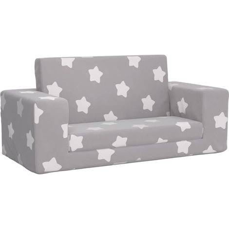 Sofá de niños de 2 plazas felpa suave gris claro con estrellas vidaXL