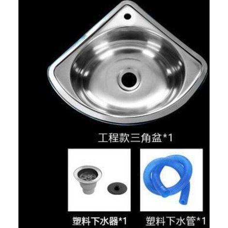 Triangular lavello in stainless steel stainless steel, piccolo lavello angolare da parete per bagno, vasca singola (1/4)
