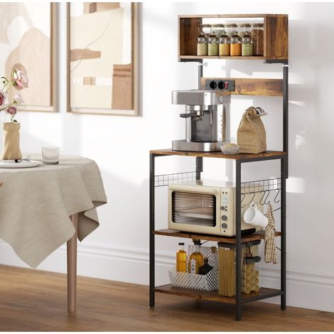 MEUBLIV Scaffale da cucina 60 x 42 x 153 cm marrone rustico con prese e 5 ganci a S (1/5)