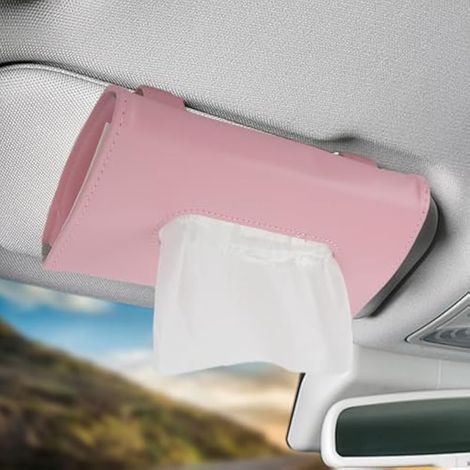 Porte-mouchoirs de voiture en cuir synthétique pour pare-soleil (rose) (1/5)