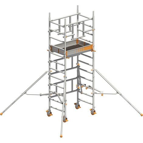 Layher Rollgerüst Solotower mit dem Sicherheitsaufbau P2 Safety Plus 4,15m AH (1/2)