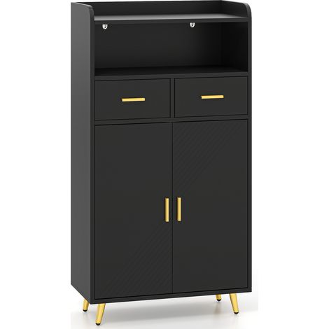 COSTWAY Buffet Sideboard Kitchen Storage Cabinet w/2 Doors & 2 Drawers-Black (1/5)