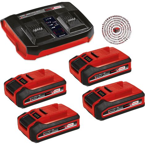 Einhell 18v 4.0ah PLUS Starter Kit 4 x 4.0Ah Batteries + Dual Port Twin Charger (1/5)