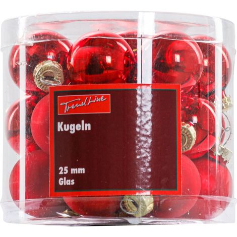 TrendLine Weihnachtskugeln aus Glas Ø 2,5 cm rot 24 Stück Christbaum- & Feiertagsschmuck