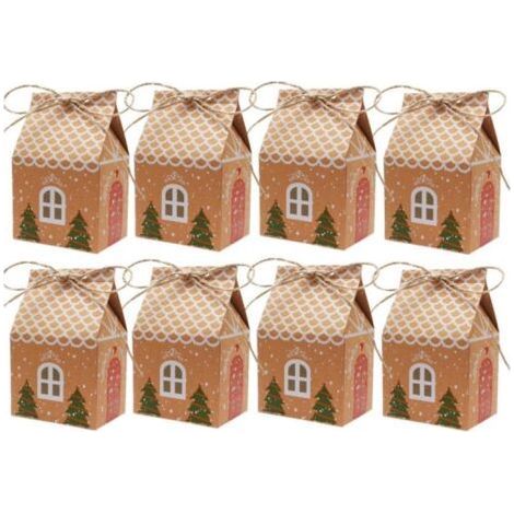 (10,5 x 7 x 5 cm)Lot de 24Boîtes Cadeaux Noël, Calendrier de l'Avent Vide en Papier Kraft Boite Cadeau Noel avec Corde de Chanvre Boîtes à Bonbons pour Emballage Cadeau Décoration de Noël (1/5)