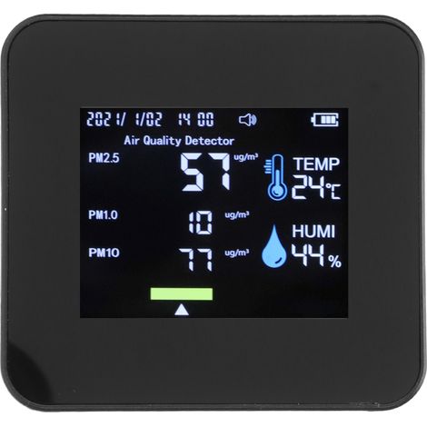 Détecteur de CO2 9 en 1, rechargeable par USB, portable, surveillance en temps réel, 5 V, 1 A, PM2.5, PM1.0, niveau d'humidité, PM10