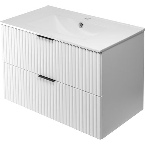Meuble sous lavabo de style classique en noir, 80 × 57 × 46 cm (1/4)