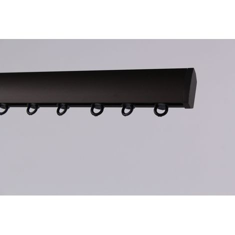 Kit rail à rideau décoratif marron 200 cm pour plafond section 15x35 mm - Boulet (1/2)