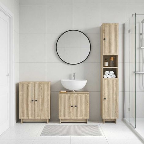 vidaXL 3 Piece Bathroom Cabinet Set EDE Sonoma Oak Engineered Wood (1/5)