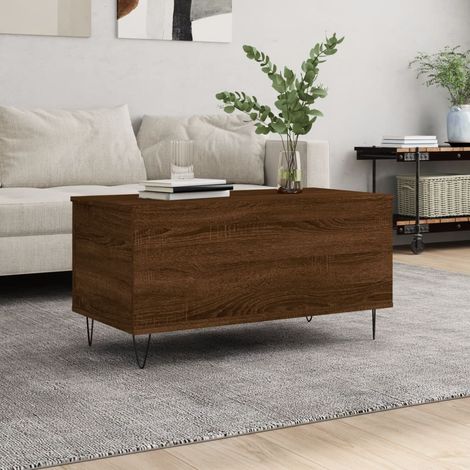 Mesa de centro madera contrachapada roble marrón 90x44,5x45 cm vidaXL (1/5)
