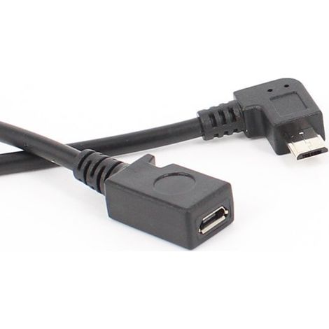 90° angled extension cable with micro male to female connector for charging Android phones (1/5)