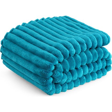 Plaid canape Couverture Polaire - 150×200 cm, Bleu Ruisseau (1/5)