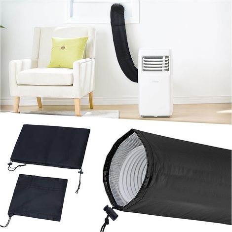 Gaine isolante portable pour tuyau de climatisation, adaptée aux tuyaux de climatisation de 5 et 5,9 pouces de diamètre (noire). (1/5)
