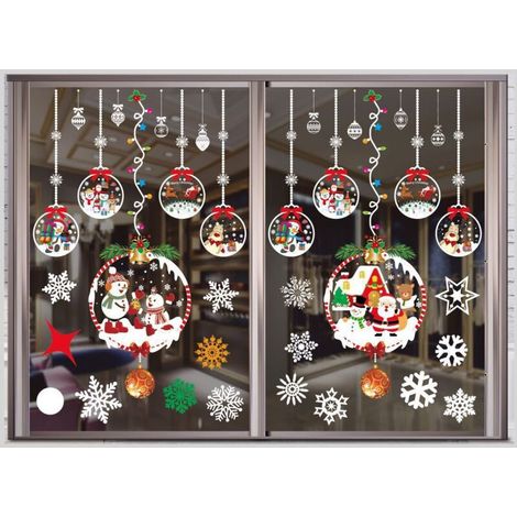 1 Set Weihnachts-Fensteraufkleber, große Weihnachts-Fensteraufkleber, abnehmbar & statisch & wiederverwendbar, doppelseitig, DIY Weihnachts- & Winter-Dekoraufkleber für Fensterglas (1/3)