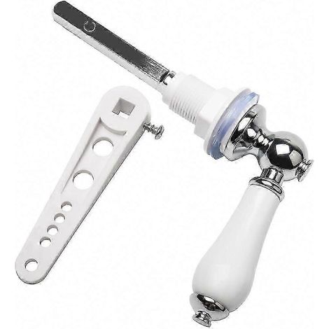 Poignée de chasse d'eau de style victorien de remplacement - Levier en métal avec écrou de fixation et manchon isolant pour réservoirs (1/5)