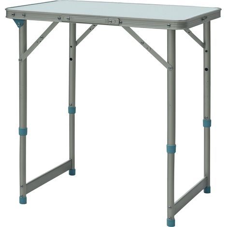 Mesa plegable, mesa de camping, mesa de jardín, altura ajustable, aluminio, MDF, blanco (1/5)