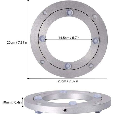Base scultorea girevole a 360 gradi, supporto da tavolo in alluminio con vassoio girevole per TV da 8 pollici (1/4)