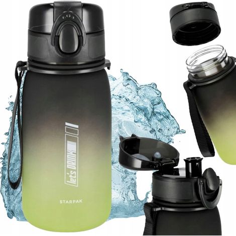 Borraccia Starpak da 400 ml, robusta, leggera, contenitore verde e nero (1/4)