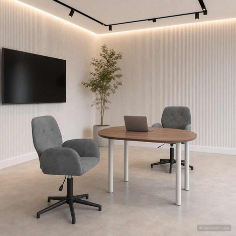 Lot de 2 chaises de bureau pivotantes réglables en velours gris foncé, 54 x 55 x 90 cm - PANGIVO (1/5)