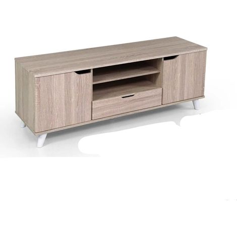 Meuble TV bioclimatique Aura en chêne naturel 140 x 40 x 50 cm