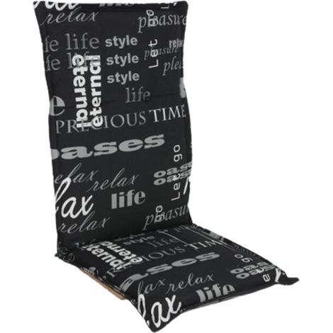 Hochlehner Auflage Lifestyle Sitzkissen Gartenstuhl schwarz 123x50x6cm (1/4)