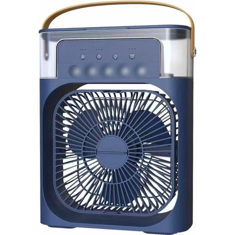 Umidificatore piccolo e silenzioso, umidificatore portatile USB 4 in 1 con funzione di nebulizzazione dell'acqua, illuminazione LED a 7 colori, 3 velocità (blu) (1/5)