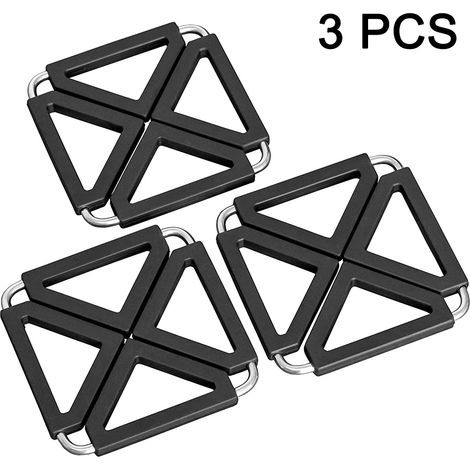 Lot de 3 dessous de plat extensibles en silicone et acier inoxydable, résistants à la chaleur et antiadhésifs, pour la cuisine, utilisables comme dessous de plat, dessous de plat, dessous de plat et d (1/4)